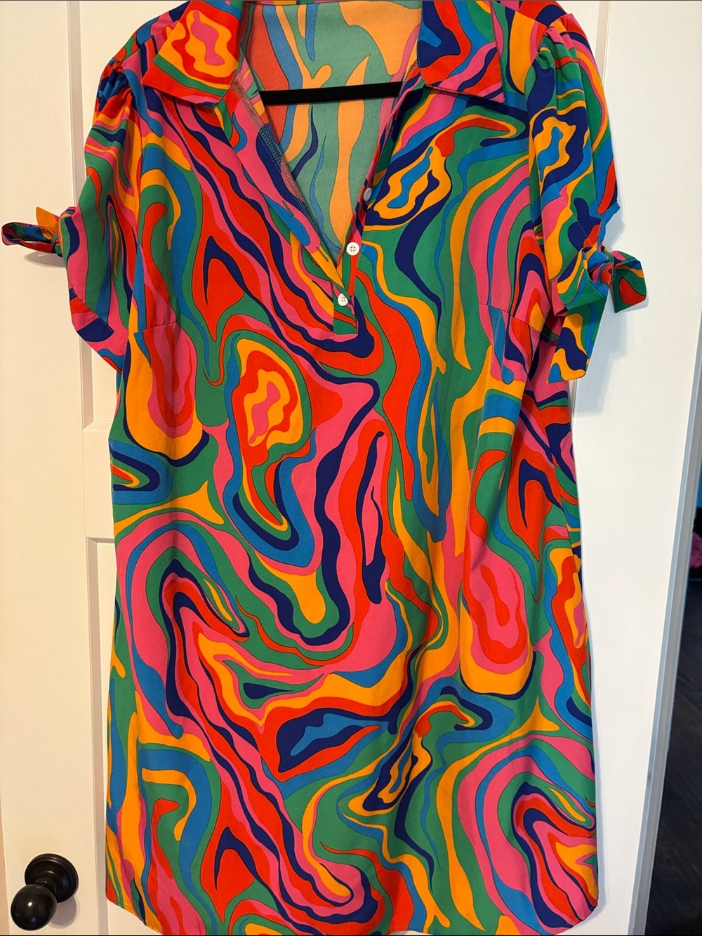 SHEIN Multicolor Swirl Print Short Sleeve Dress